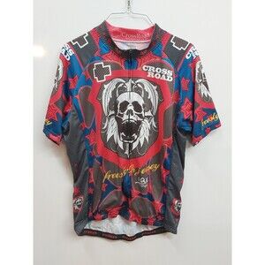 FixGear Cyclist Shirt 3xl Crossroad Skull Print Full Zip Short Sleeve
